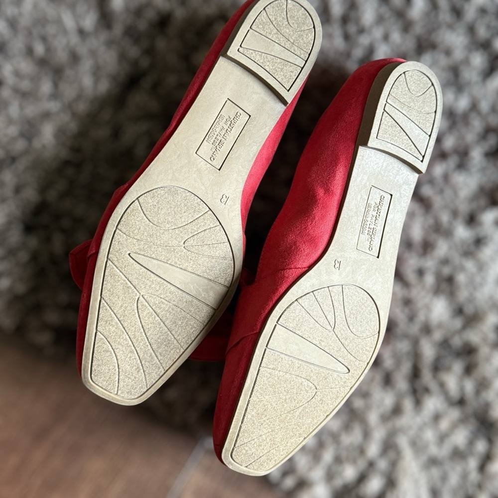 CHRISTIAN SIRIANO Vibrant Red Loafers with Bow Size 13 Women - Picture 7 of 10